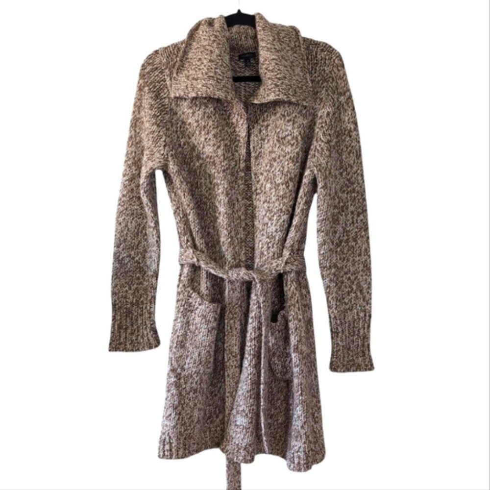 Talbots Wool Blend Coastal Cozy Chunky Wrap Belted Coatdigan M